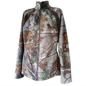 Field & Stream Woodland Camo Fleece Jacket Sz L | Full Zip Utility Layer, Sz L